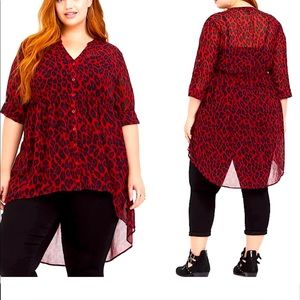 Torrid - Red Leopard Chiffon Babydoll Tunic!
